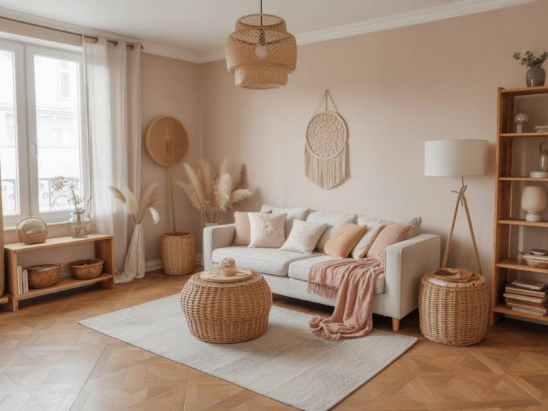 Comment créer une ambiance bohème chic dans le salon avec des matières naturelles et des couleurs douces